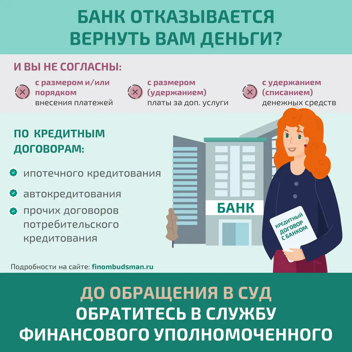 Решение спора с банком, возникшего по кредитному договору, без суда